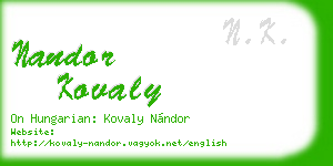nandor kovaly business card